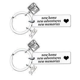 LLAFY 2PCs New Home Keychain 2025 Housewarming Gift for New Homeowner House Keychain New Home Owners Gifts For for Women Men