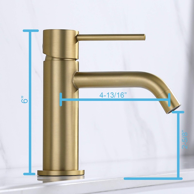 JXMMP Brushed Gold Bathroom Faucet, Single Handle Brass Sink Faucet