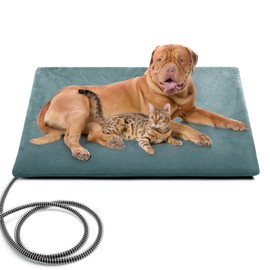 PETNF Outdoor Pet Heating Pad for Cats & Dogs, 100.4-107.6°F Auto Temp Control, Waterproof Fireproof, for Cat House/Dog Kennel/Terrace, Fits Domestic & Stray Pets (Gray 15.7"X27.6")
