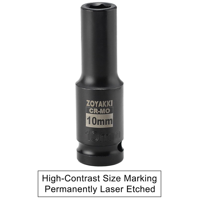 ZOYAKKI 1/2" Drive x 10 mm Deep 6 PT Impact