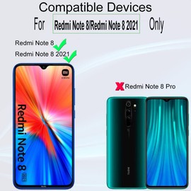 Ibywind Screen Protector Compatible with Redmi Note 8 2021/Redmi Note 8, with Camera Protective Film, Carbon Fibre Skin for the Back, Includes Easy Install Kit (Centre Frame)