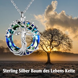 TOUPOP Tree of Life Chain, 925 Sterling Silver, Tree of Life Pendant Necklace with Crystal, Jewellery Gifts for Mothers Birthday Gifts for Women, Ladies and Girls, Sterling Silver