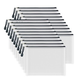 COWORK-UP 20 Stück Dokumententasche A5 mit Reißverschluss, Mesh Reißverschlusstasche Wasserdichte Kunststoff Zip Beutel Datei Taschen für Reisezubehör Aufbewahrung