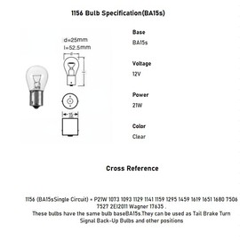 Kadiby 12 Pack 1156 Halogen Bulb Automotive Brake Light P21W 1073 1093 1129 1141 1159 1295 1459 1619 1651 1680 7506 7527 2EI2011 Wagner 17635 Ba15s Miniature Bulb Taillight Turn Signal Light
