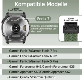 TumCez 22 mm Bracelet Compatible with Garmin Fenix 8 Fenix E 47 mm/Fenix 7/Fenix 7 Pro/Fenix 6/Fenix 6 Pro/Fenix 5/Fenix 5 Plus Bracelet, Braided Replacement Strap for Garmin Forerunner 945/935