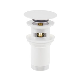 Drain Fitting for Sinks with and without Overflow, Click-Clack Valve with Extra Large 68 mm Diameter, Universal for Sinks and Bidets, Pop Up Drain Valve, White