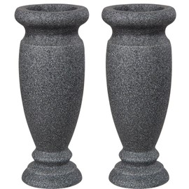 Resin Cemetery Flowers Vase, Grave Vase Memorial Flowers Holders for Home Tabletop, Artificial or Fresh Flowers, Cemetery Grave Headstone Decorations, No Draining Holes (2Pcs, Grey)