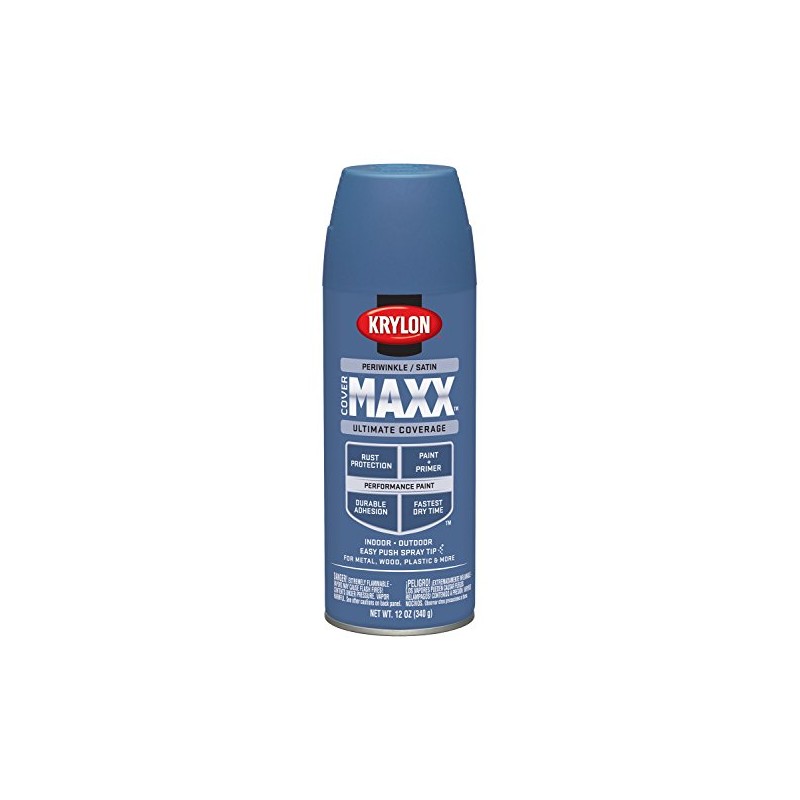 Krylon K09174000 COVERMAXX Spray Paint, Satin Periwinkle, 12 Ounce
