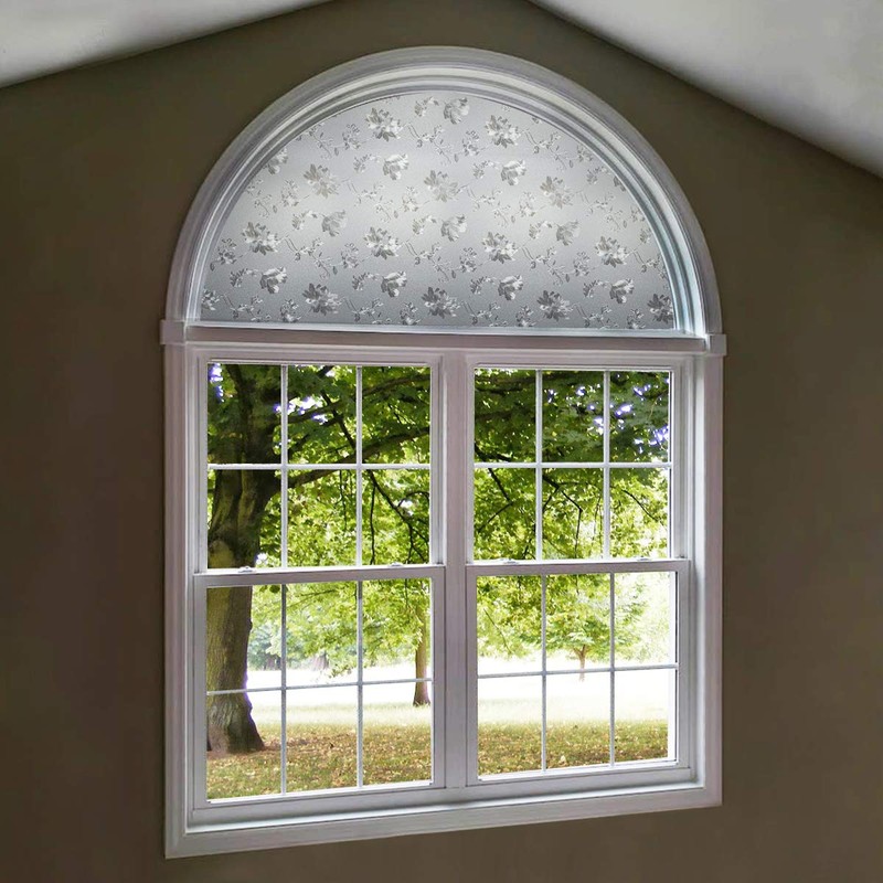 PROTINT WINDOWS Precut Floral Glass Privacy Arched Window Film, Self