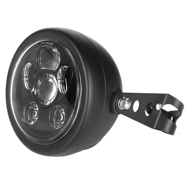 ZZJAUBI Black 5-3/4inch Headlight with Motorcycle Headlight Housing Bucket compatible