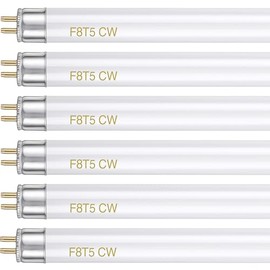Hiboom Paquete de 6 bombillas fluorescentes F8T5/CW 4100k de 12 pulgadas T5 de 8 vatios para debajo del gabinete, blanco frío, mini G5 con base de pines y tubo de repuesto de 420 lúmenes para debajo del gabinete, cocina, RV, armario