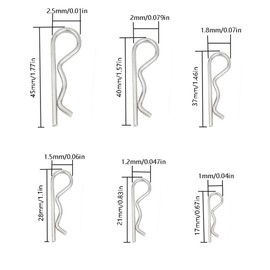 BDHI 100pcs Stainless Steel R Cotter Pin 6size Carbon Steel Hitch R Split Clips Retaining Spring Hitch Cotter Assortment Hitch Pin Clips Fastener Set for Tow Tractor Light Truck Lawn Mower(D33-100)