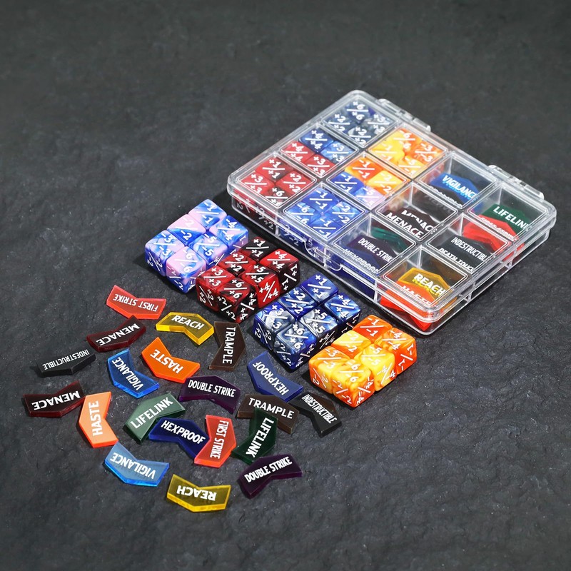 FIGURESLAB 48PCS MTG Tokens & 12mm Dice Counter with Box,