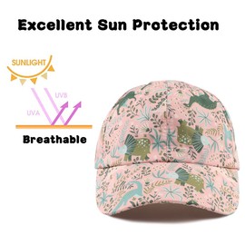 Yuoahcn Kids Unisex Dinosaur Hat Waterproof Quick-Dry Baseball Caps Boys Girls Toddler Cap Spring Summer Beach Hats 2-4Y (Pink Dinosaur)
