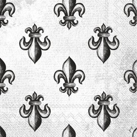 Boston International IHR 3-Ply Paper Napkins Mardi Gras Fat Tuesday Designs, 20-Count Lunch Size, Croquis Fleur De Lis