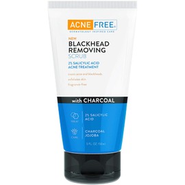 Acne Free Blackhead Removing Exfoliating Face Scrub with 2% Salicylic Acid and Charcoal Jojoba - Daily Wash, Skin Care Face Scrub Acne Treatment For Men Women and Teens With Acne Prone Skin - 5 oz