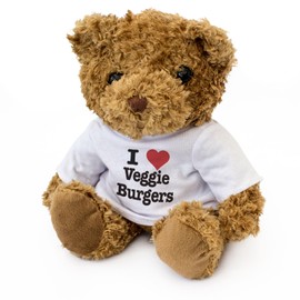 Big Red Egg I LOVE VEGGIE BURGERS - Teddy Bear - Cute Soft Cuddly Adorable - Gift Present