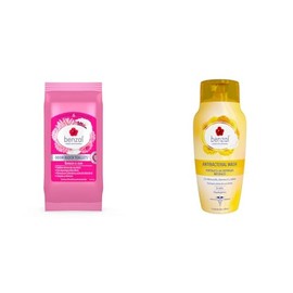 Benzal Toallets - Toallitas Húmedas Íntimas, Bloqueador del Olor, Paquete de 20 & Wash Jabon Íntimo Femenino, Manzanilla, Antibacterial e Hipoalergénico, 240 ml
