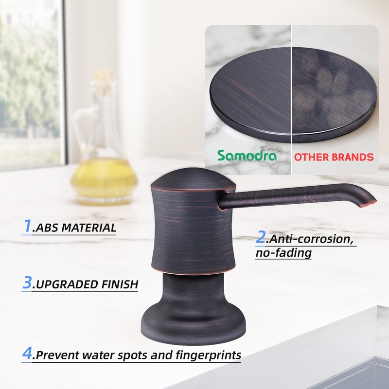 SAMODRA Sink Soap Dispenser for Kitchen Oil Rubbed Bronze Dish