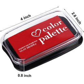 Large Finger Ink Pads for Kids Washable Craft Ink Stamp Pads, DIY for Rubber Stamps, Paper, Scrapbooking, Wood Fabric, Best Gift for Kids (3 x2inch Red)