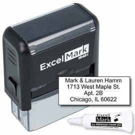 ExcelMark Custom Self Inking Rubber Stamp - Up to 4 Lines - with Refill Ink (A1848)