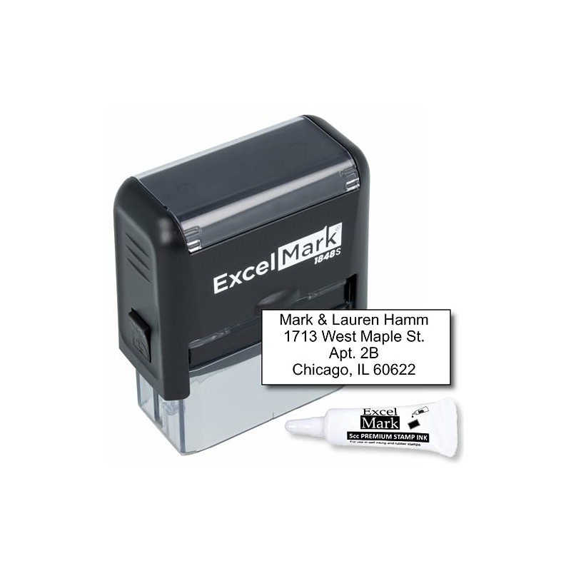 ExcelMark Custom Self Inking Rubber Stamp - Up to 4