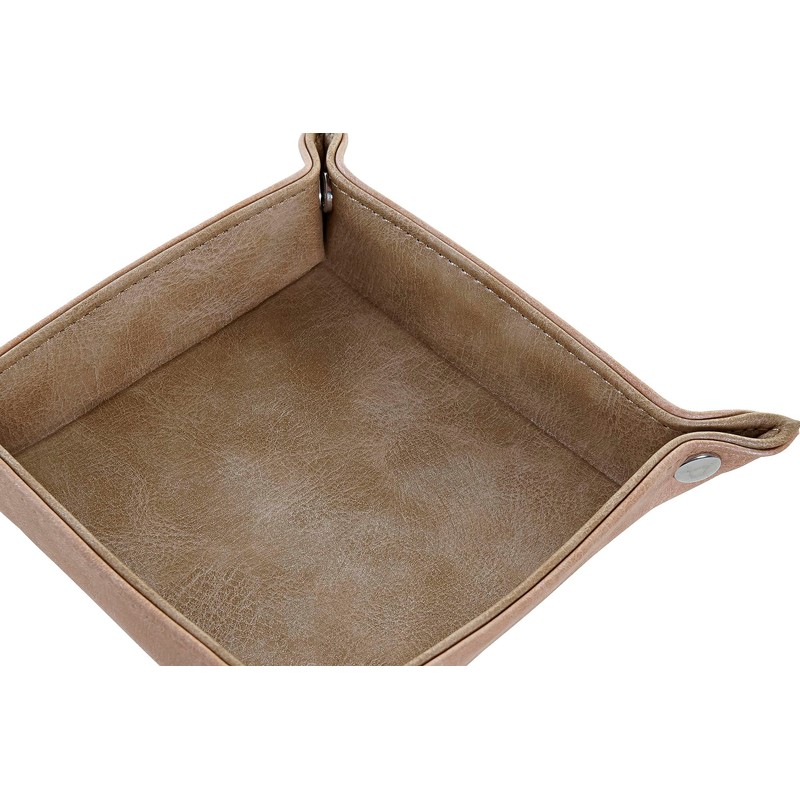 DRW Vassoio svuotatascarpe ecopelle marrone cammello 18 x 18 x