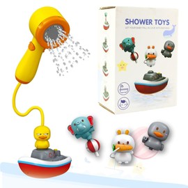 Hello Hippo® Baby Bath Toy - Water Feature Fountain with Shower, Rabbit, Elephant and Rotating Duck Bath Game | Funny and Safe Water Games for Children