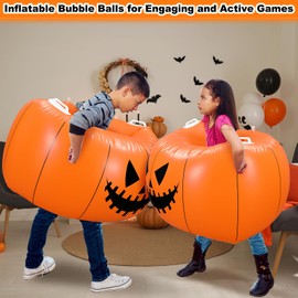 WinnerWhy 2 Pack Halloween Pumpkin Inflatable Human Hamster Balls, 40" x 22" Human Bumper Body Bubble Balls Halloween Pumpkin Game Inflatable Beach Ball Toys for Outdoor Sport Yard Party Play