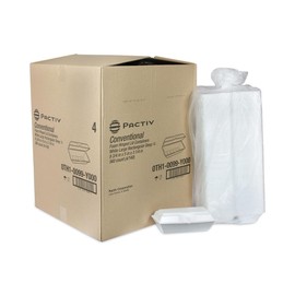 Pactiv Foam White Hoagie/Sandwich Container, 9.75 x 5 x 3.25 inch - 560 per case.