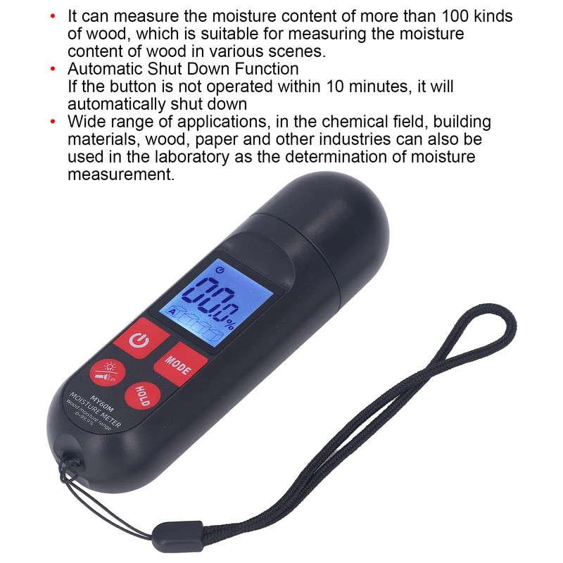 MY60M Moisture Meter LCD Screen Display Moisture Detector for Wood