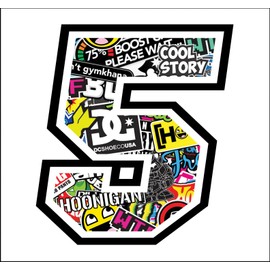 Sticker Number - Race 12 cm - - Rennen Cross Track Auto Motorrad Aufkleber (5, Sticker Bomb)