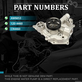 IRONTEK Engine Water Pump Fit for Chrysler 2011-2020 300, for Dodge (2011-2020 Challenger/ 2011-2020 Charger/ 2011-2020 Durango), for Jeep 2011-2020 Grand Cherokee #53022340AC AW6653 with Gasket