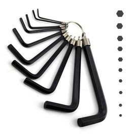 Wanfoou 10 PCS Allen Wrench Hex Key Set, Metric Convenient Key Ring Hex Key Set for Repairs 1.5/2/2.5/3/3.5/4/5/6/8/10mm