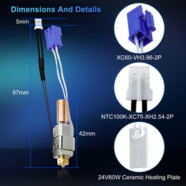 3D Printer Extruder Hotend Assembly Kit Hot End Assembled Extruder Printhead Kit for Artillery Sidewinder X1 X2