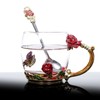 Glass Cup Innovative Flower Tea Cup with Spoon Drink Mug