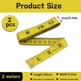 NJCXOLA 2 Volumes Body Measuring Tape 200 cm / 79 Inches, Tailor's Tape Measure Double-Sided Measuring Tape Flexible Tape Measure Cutter with Button Circumference Measuring Tape for Households