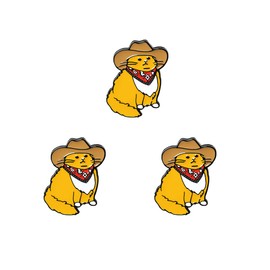 SaiDian 3Pcs Cowboy Enamel Pin Cat Brooch Fashion Funny Animal Pins Backpack Badge Gift Presents