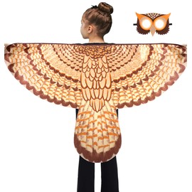 D.Q.Z Bird-Wings-Owl-Costume for Kids with Mask, Dress Up Clothes for Boys Girls Eagle Role Play Hallowen Party (Brown 1)