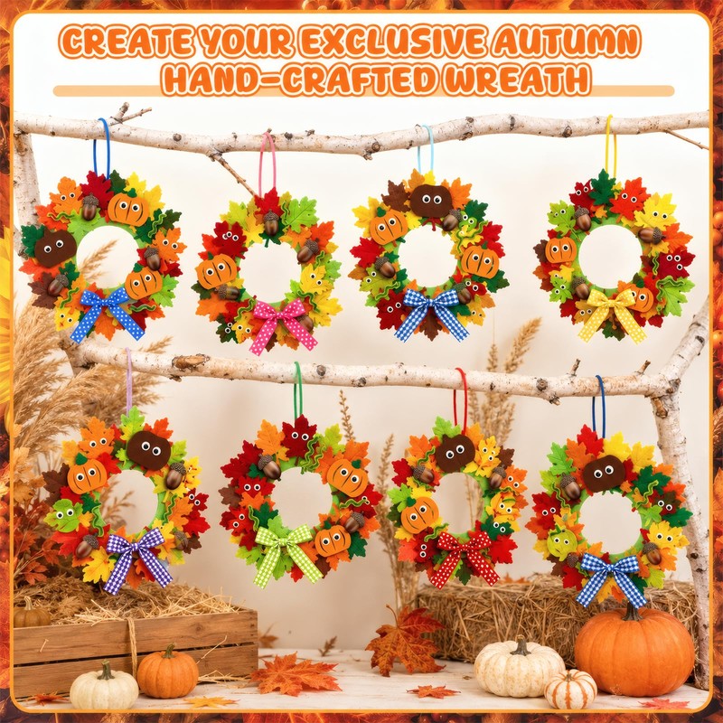 Homgaty Autumn Wreath Making Kit, 8 Pack DIY Fall Craft