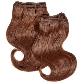 Chear Body Wave 2-in-1 Weft Human Hair Extension with Premium Blend Weave Number 33, Dark Auburn 8-Inch