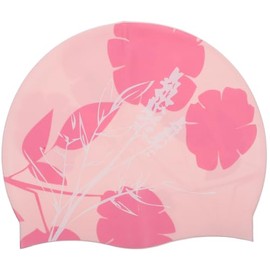 Yardwe Gorro de Natación de Silicona para Mujer, Gorra de Baño Protección Solar y Estampado Rosa, Práctico para Natación y Traje de Baño