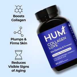 HUM Collagen Love Skin Supplement, Collagen Peptides Capsules with Hyaluronic Acid & Vitamin C, Supports Firm Skin & Helps Minimize Signs of Aging, Supplements for Women and Men, 90 Capsules