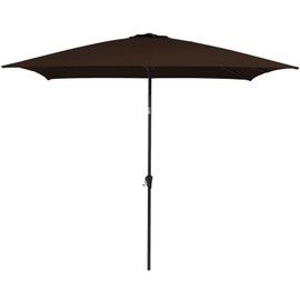 MEWAY 6.5x10 ft Rectangular Patio Umbrella Outdoor Umbrella with Push Button Tilt and Crank, Table Market Umbrella 6 Sturdy Ribs for Garden, Pool, Backyard(6.5ft, Brown)