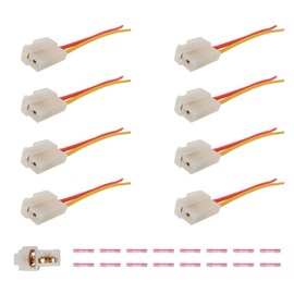 AUTO OCCASION 8Pack Universal Cooling Fan 2 Terminal Pigtail Plug Wire Harness Connector