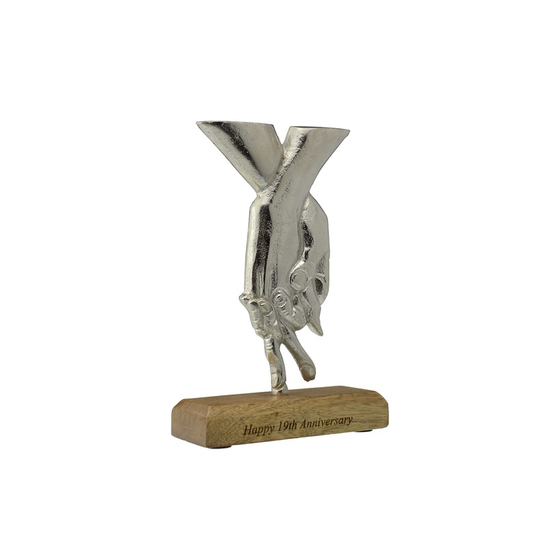 19th Anniversary Holding Hands Decoration – Free Standing Rustic Metal