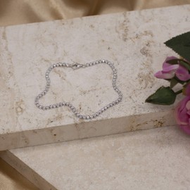 Tuscany Silver Women's Sterling Silver 2 mm Round Cubic Zirconia Tennis Bracelet of Length 19 cm/7.5 Inch