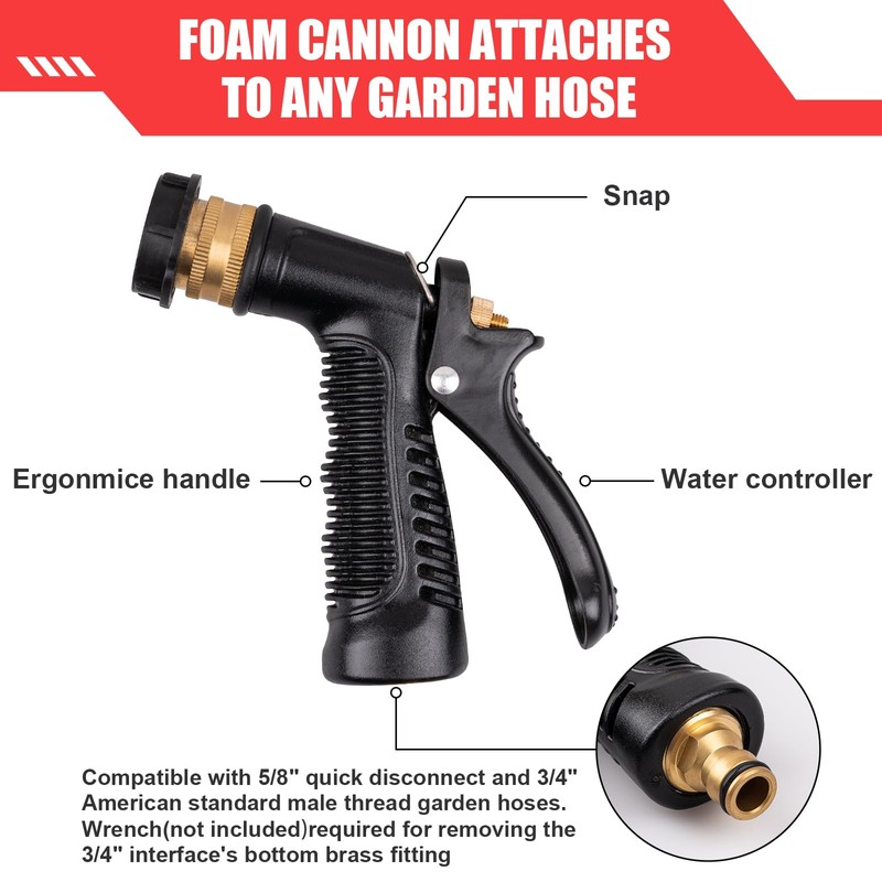 Car Wash Foam Gun, Car Wash Sprayer with Adjustable Foam