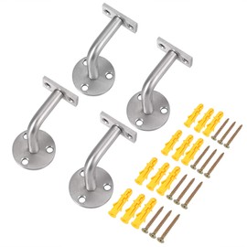 Proster Stair Handrail Bracket 4PCS Stainless Steel Handrail Holder Wall Mounted Handrail Banister Staircase Support Stair Rail Bracket Balustrade Fixing Screws Included