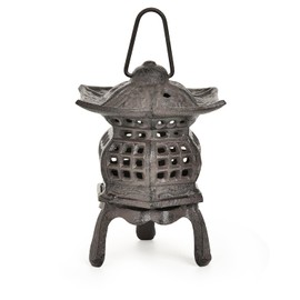 Sungmor Cast Iron Candle Lantern - Japanese Pagoda, Vintage Indoor/Outdoor Zen Garden Decorative Lantern, Heavy Duty Tealight Candle Holder Stand, Rustic Home Decor Patio Yard Art Ornament